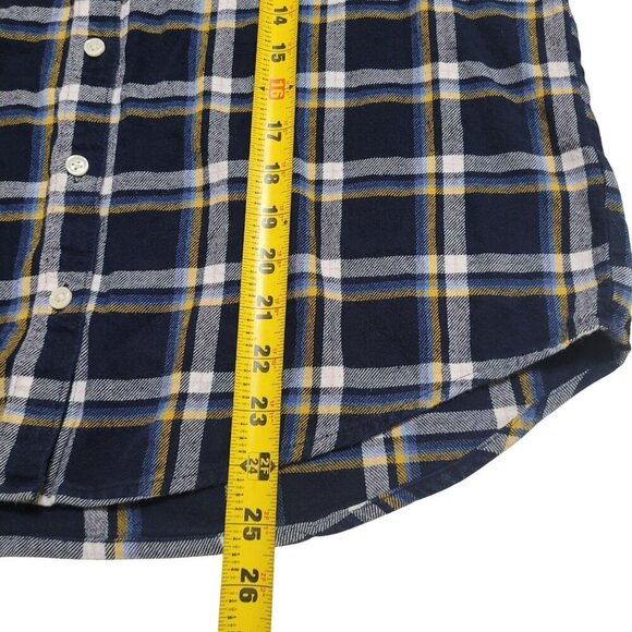 Old‎ Navy Womens Boyfriend Plaid Shirt S Blue & Yellow Flannel Top - Picture 4 of 7